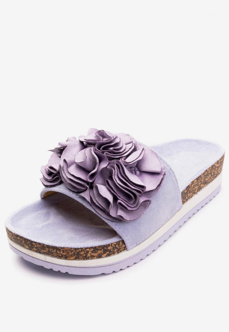 Sandalia Mujer Morado Flowers Chancleta Chancleta